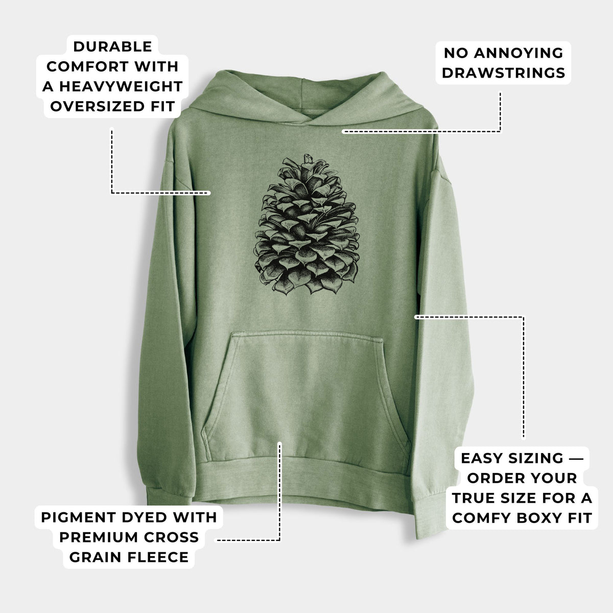 Pinus Jeffreyi - Jeffrey Pine Cone  - Urban Heavyweight Hoodie