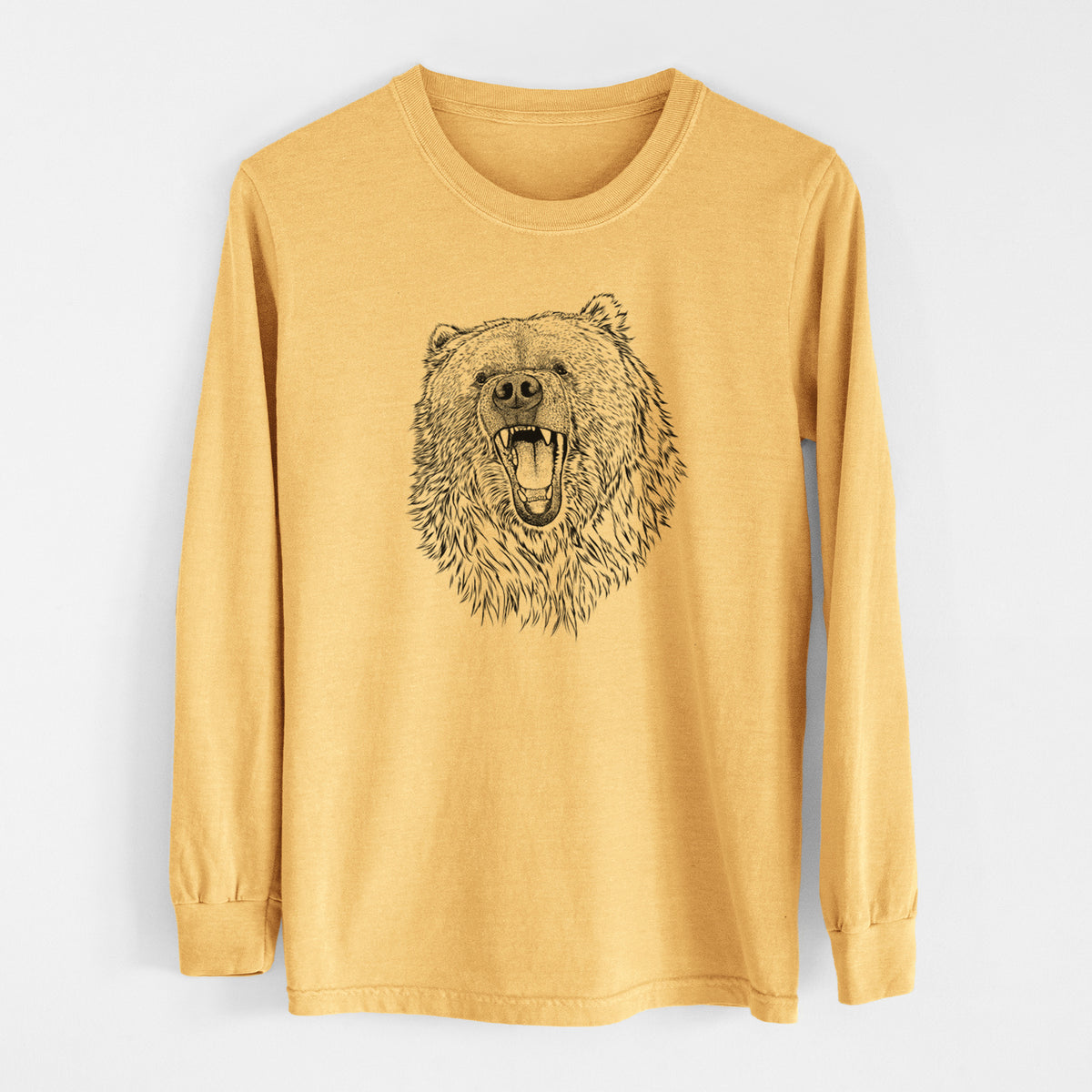 Ursus arctos - Kodiak Bear - Men&#39;s Heavyweight 100% Cotton Long Sleeve