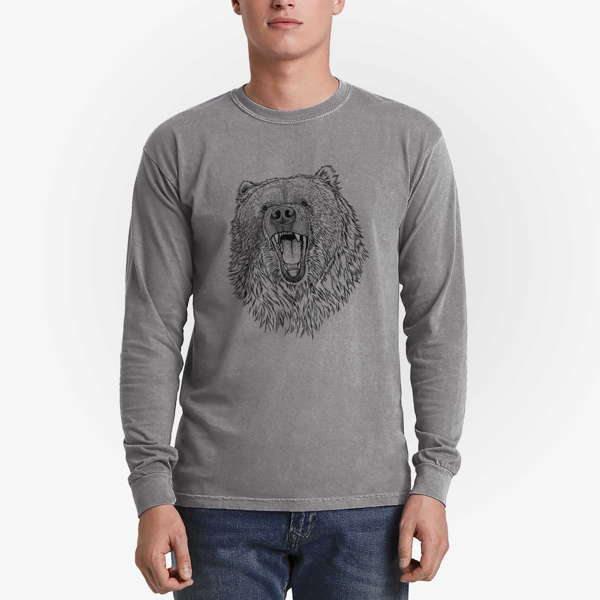 Ursus arctos - Kodiak Bear - Men&#39;s Heavyweight 100% Cotton Long Sleeve