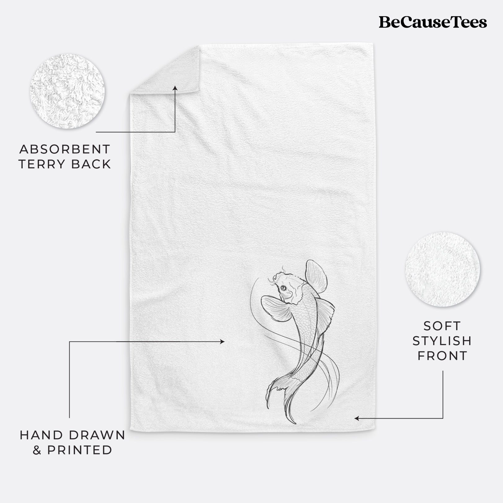 Koi Fish - Cyprinus rubrofuscus Premium Decorative Hand Towel