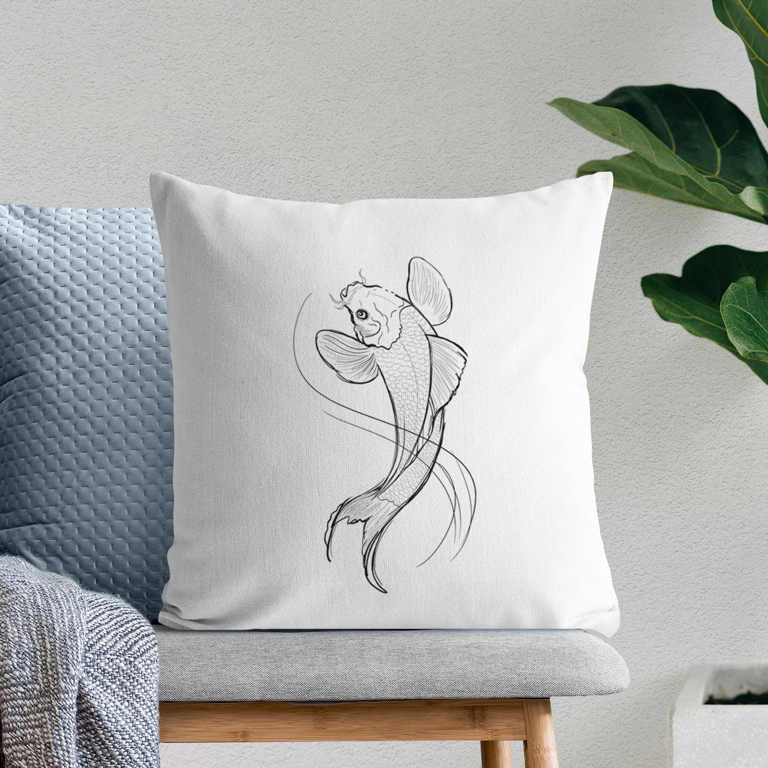 Koi Fish - Cyprinus rubrofuscus - Throw Pillow Cover