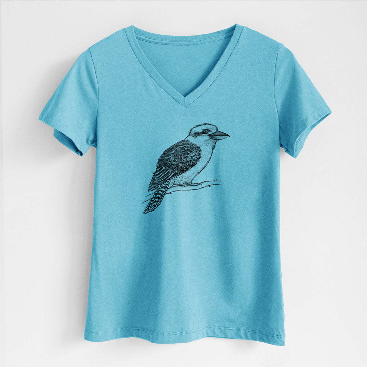 Kookaburra - Dacelo novaeguineae - Women&#39;s Lightweight Relaxed Fit 100% Cotton V-neck