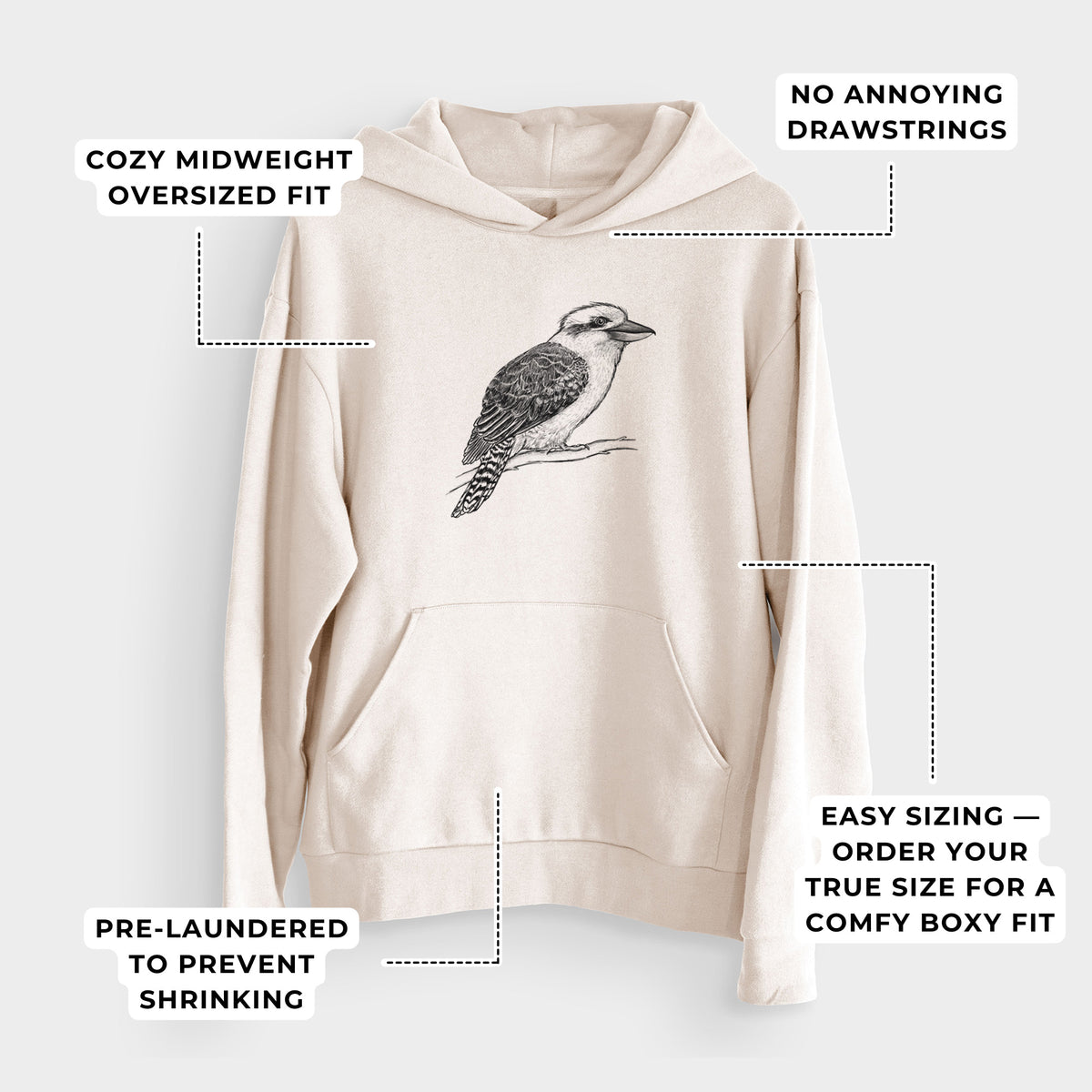 Kookaburra - Dacelo novaeguineae  - Bodega Midweight Hoodie