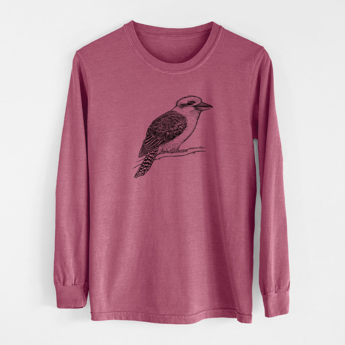 Kookaburra - Dacelo novaeguineae - Men&#39;s Heavyweight 100% Cotton Long Sleeve