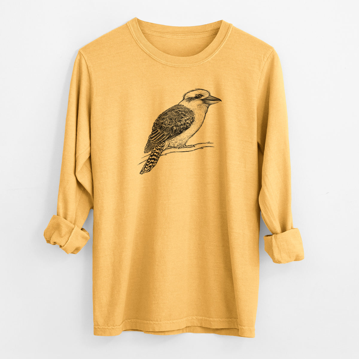 Kookaburra - Dacelo novaeguineae - Men&#39;s Heavyweight 100% Cotton Long Sleeve