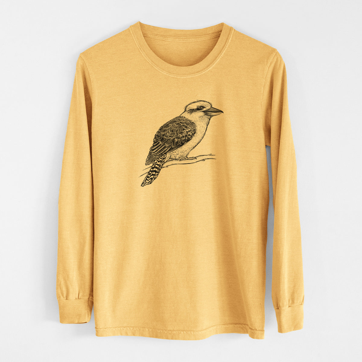 Kookaburra - Dacelo novaeguineae - Men&#39;s Heavyweight 100% Cotton Long Sleeve