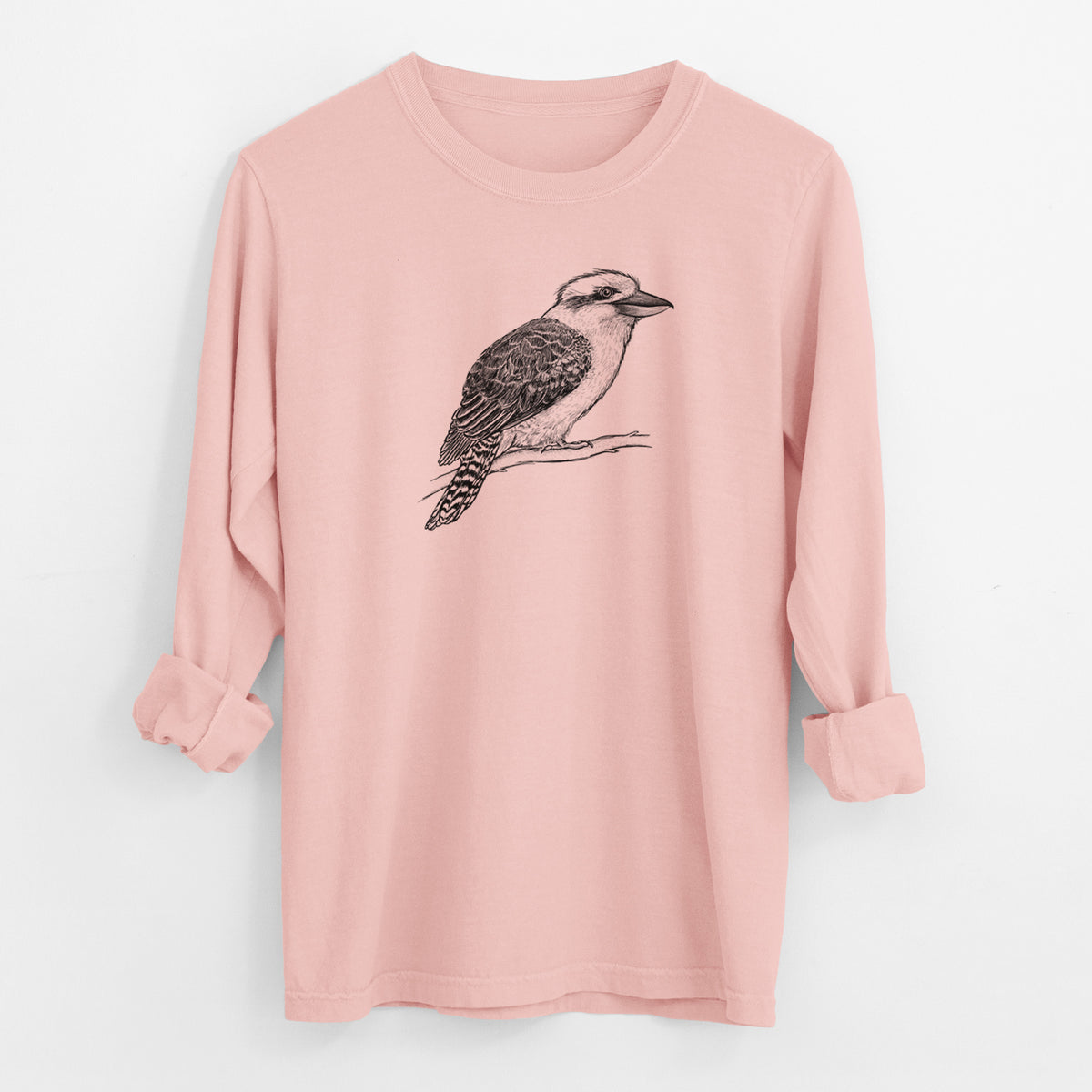 Kookaburra - Dacelo novaeguineae - Men&#39;s Heavyweight 100% Cotton Long Sleeve