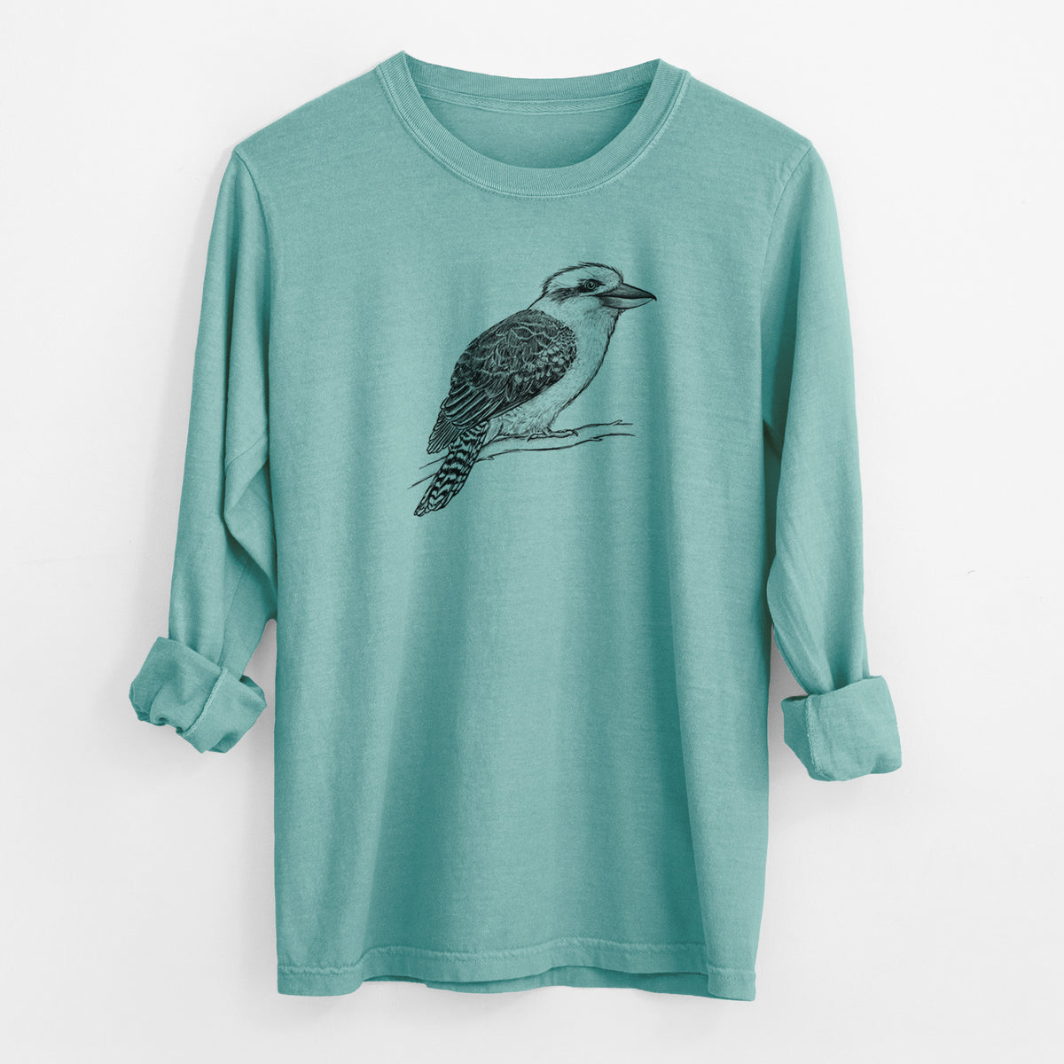 Kookaburra - Dacelo novaeguineae - Men&#39;s Heavyweight 100% Cotton Long Sleeve