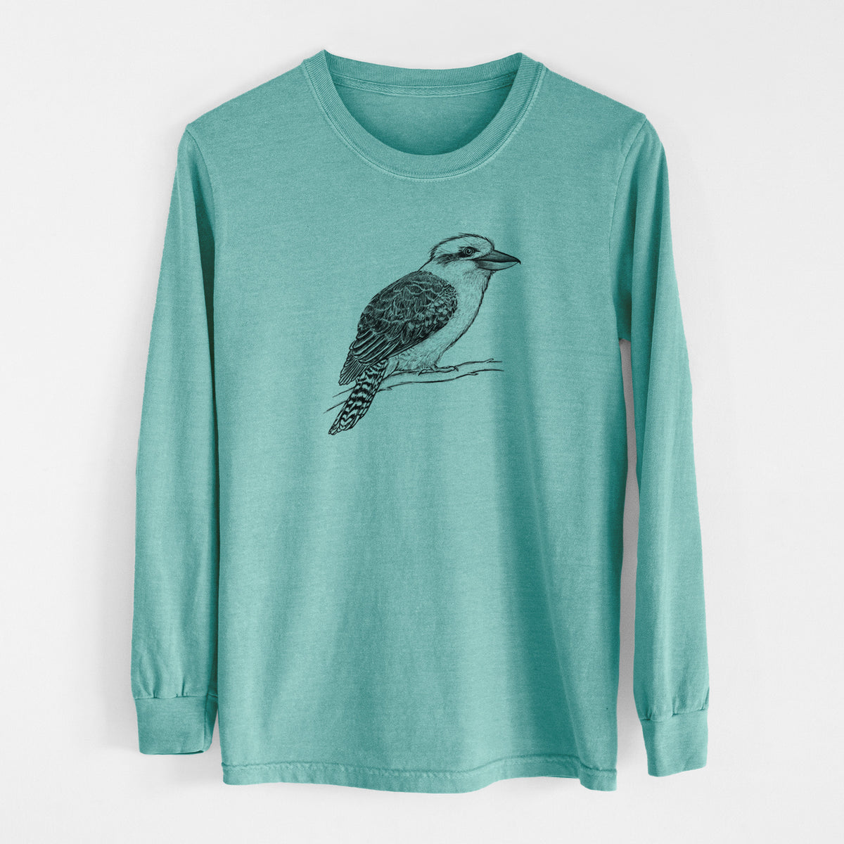 Kookaburra - Dacelo novaeguineae - Men&#39;s Heavyweight 100% Cotton Long Sleeve