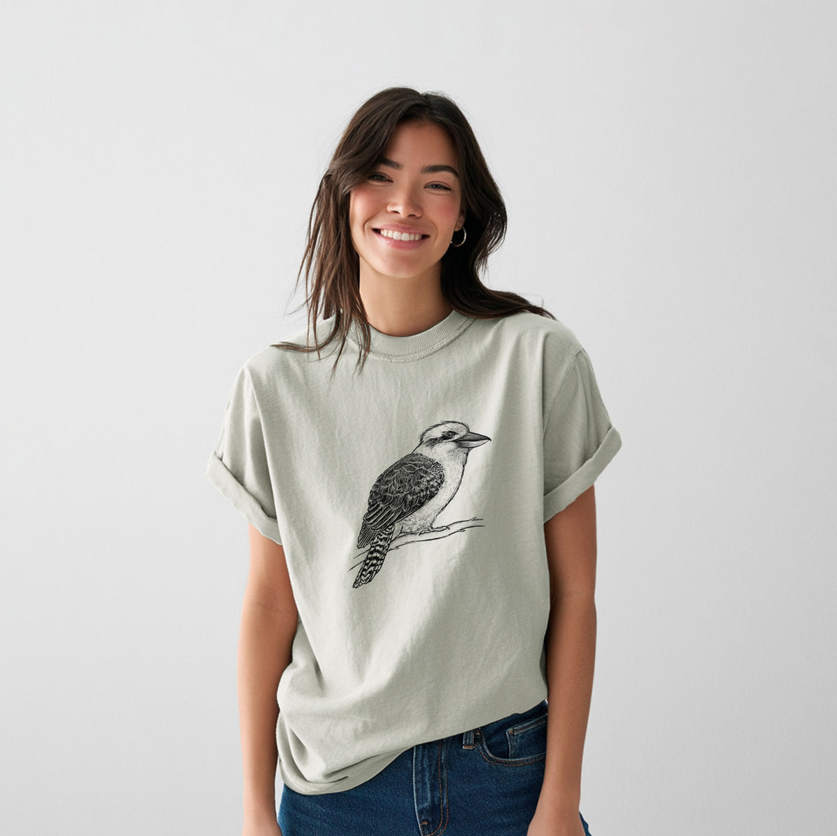 Kookaburra - Dacelo novaeguineae - Heavyweight Men&#39;s 100% Organic Cotton Tee