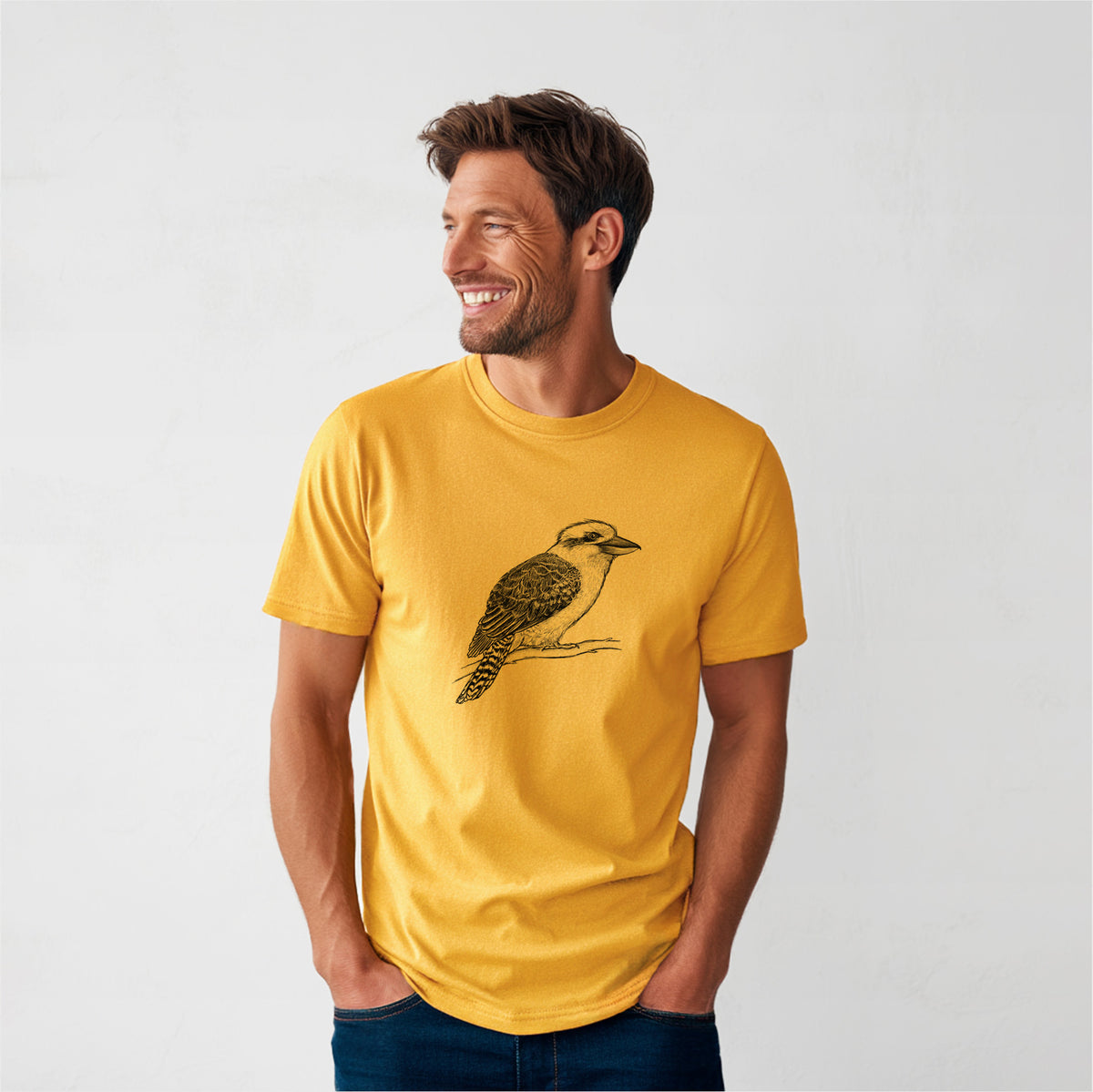 Kookaburra - Dacelo novaeguineae - Heavyweight Men&#39;s 100% Organic Cotton Tee