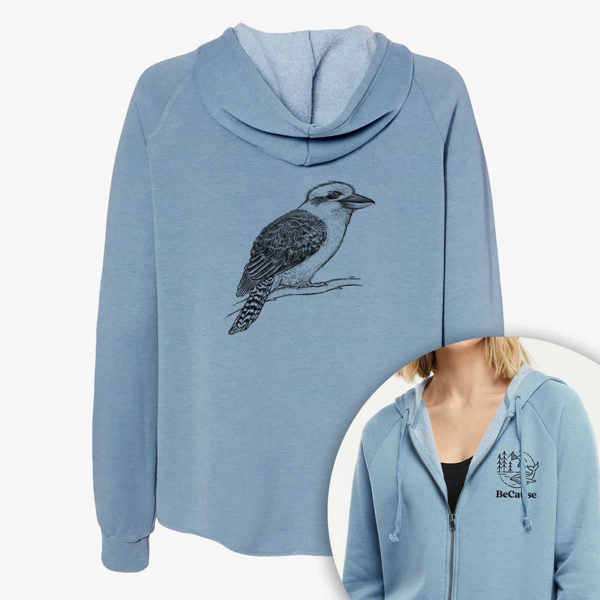 Kookaburra - Dacelo novaeguineae - Women&#39;s Cali Wave Zip-Up Sweatshirt