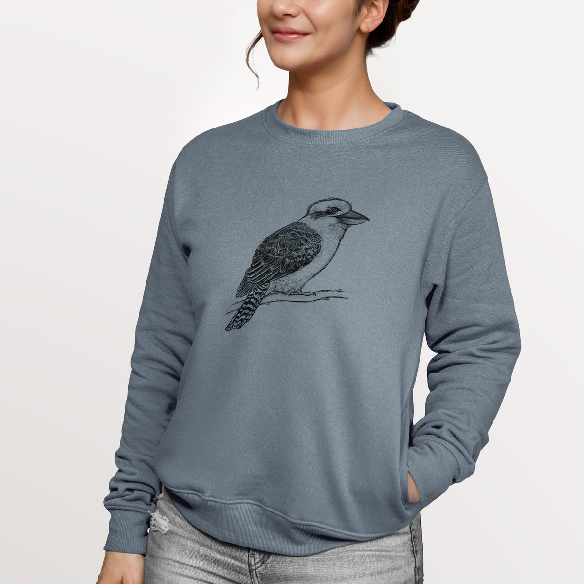 Kookaburra - Dacelo novaeguineae  - Unisex Reclaimed Crewneck Sweatshirt