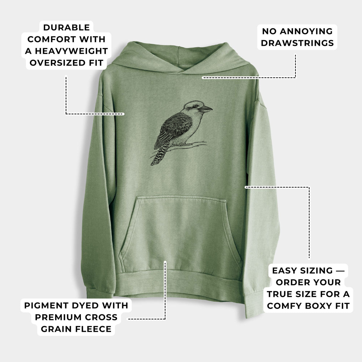 Kookaburra - Dacelo novaeguineae  - Urban Heavyweight Hoodie