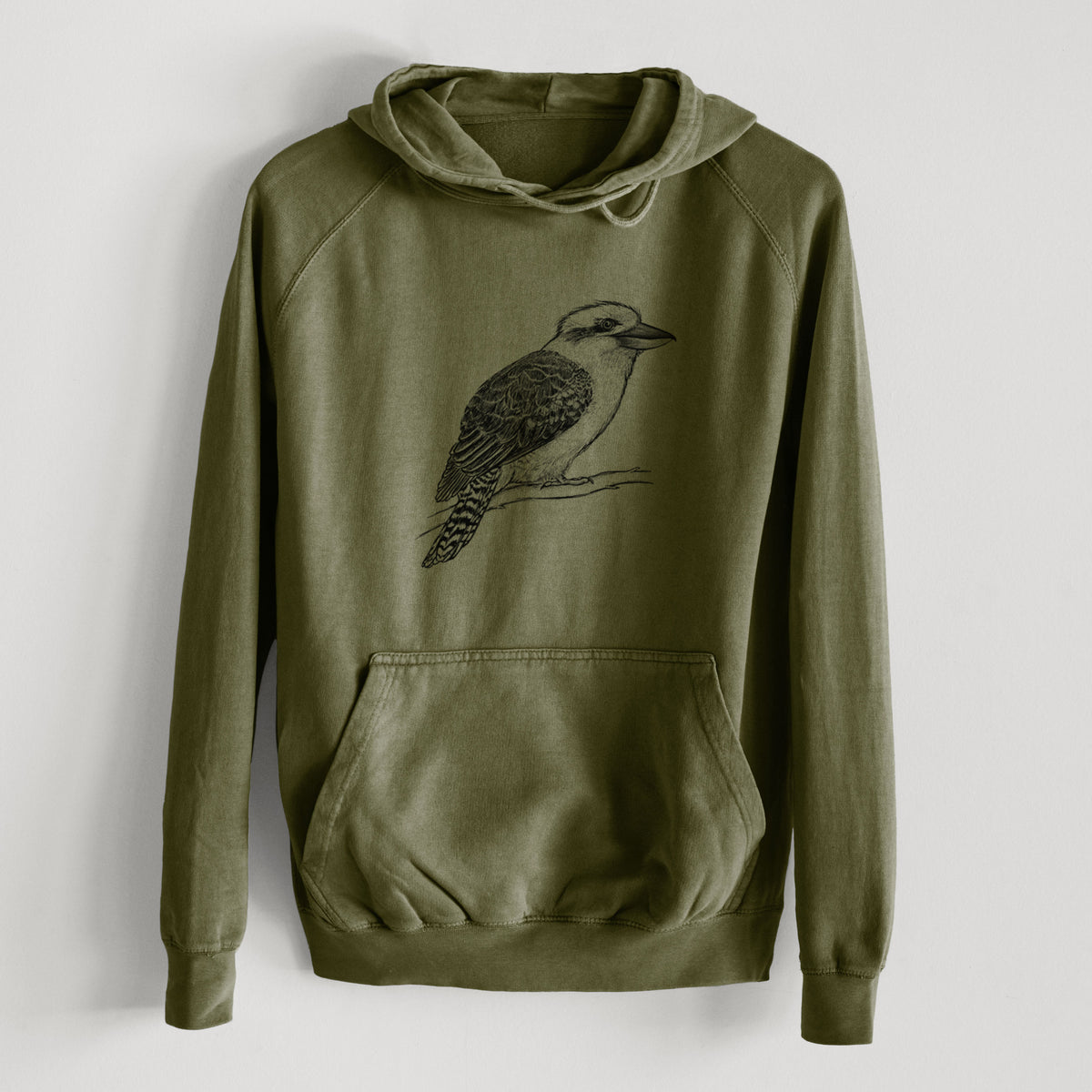 Kookaburra - Dacelo novaeguineae  - Mid-Weight Unisex Vintage 100% Cotton Hoodie