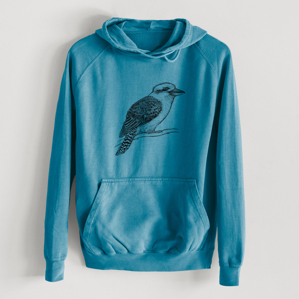 Kookaburra - Dacelo novaeguineae  - Mid-Weight Unisex Vintage 100% Cotton Hoodie