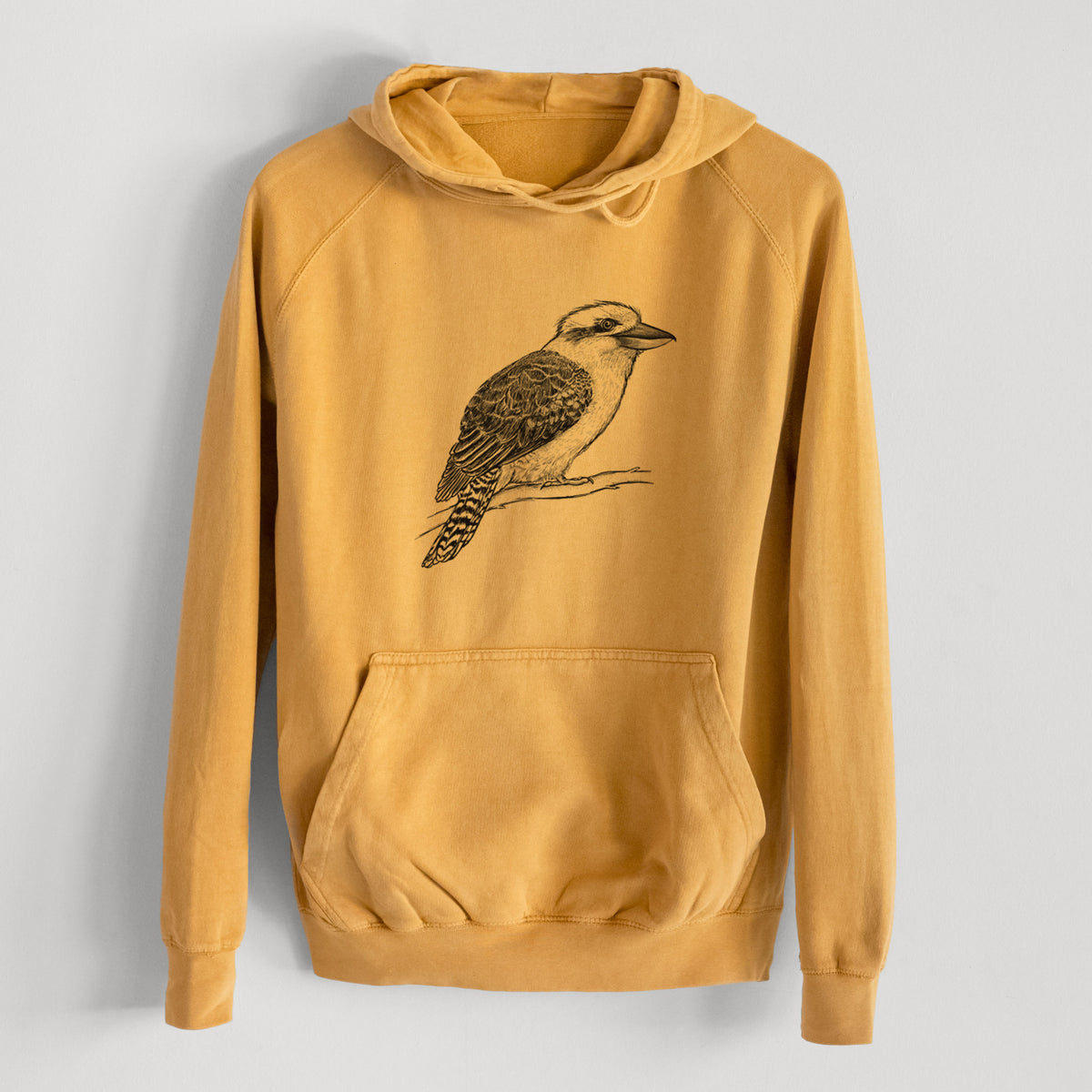 Kookaburra - Dacelo novaeguineae  - Mid-Weight Unisex Vintage 100% Cotton Hoodie