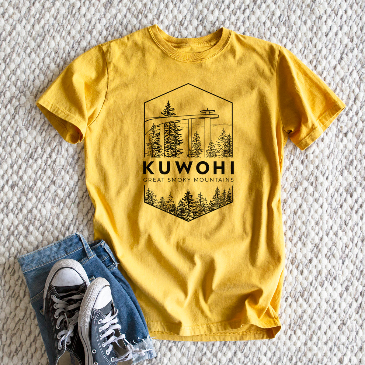 Kuwohi - Great Smoky Mountains National Park - Heavyweight Men&#39;s 100% Organic Cotton Tee