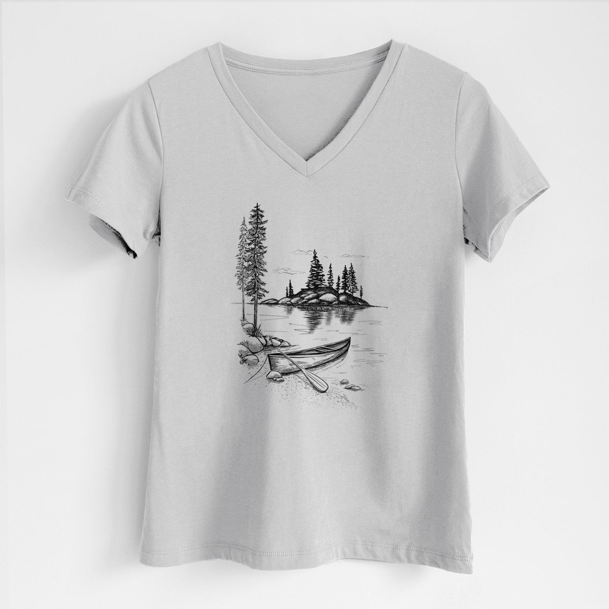 Lakeside Canoe - Women&#39;s Lightweight Relaxed Fit 100% Cotton V-neck