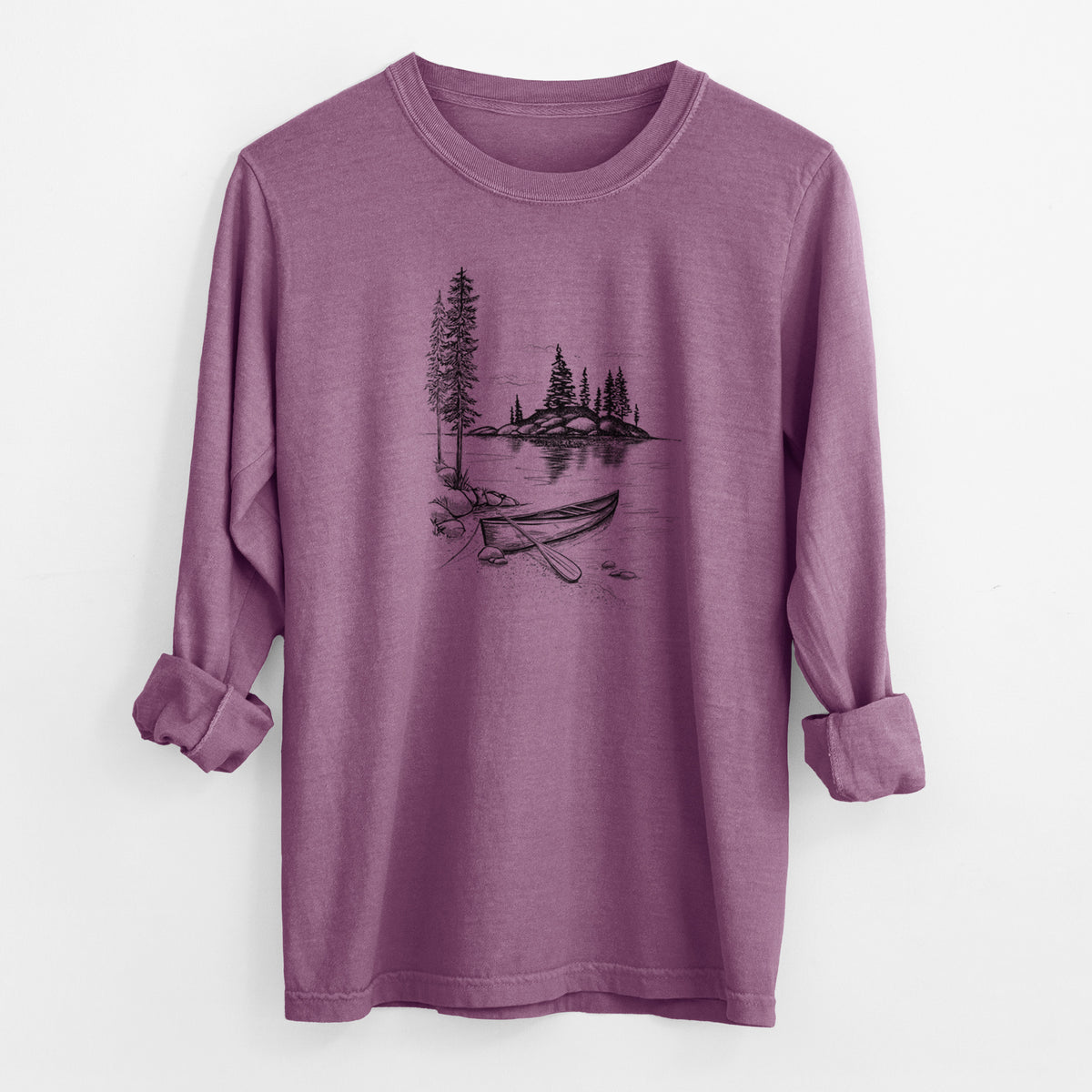 Lakeside Canoe - Men&#39;s Heavyweight 100% Cotton Long Sleeve