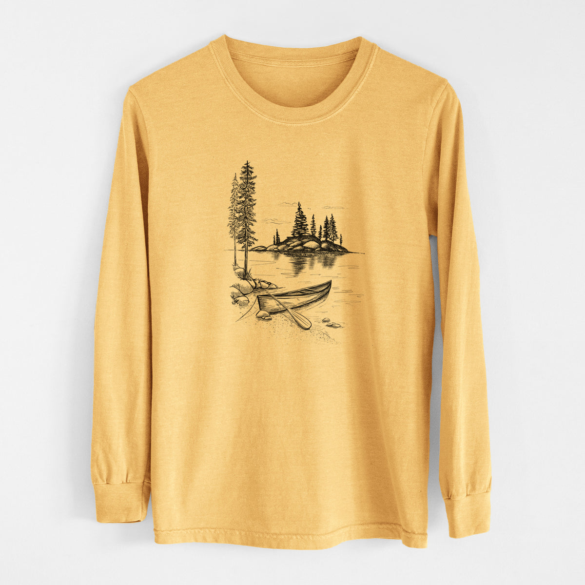 Lakeside Canoe - Men&#39;s Heavyweight 100% Cotton Long Sleeve