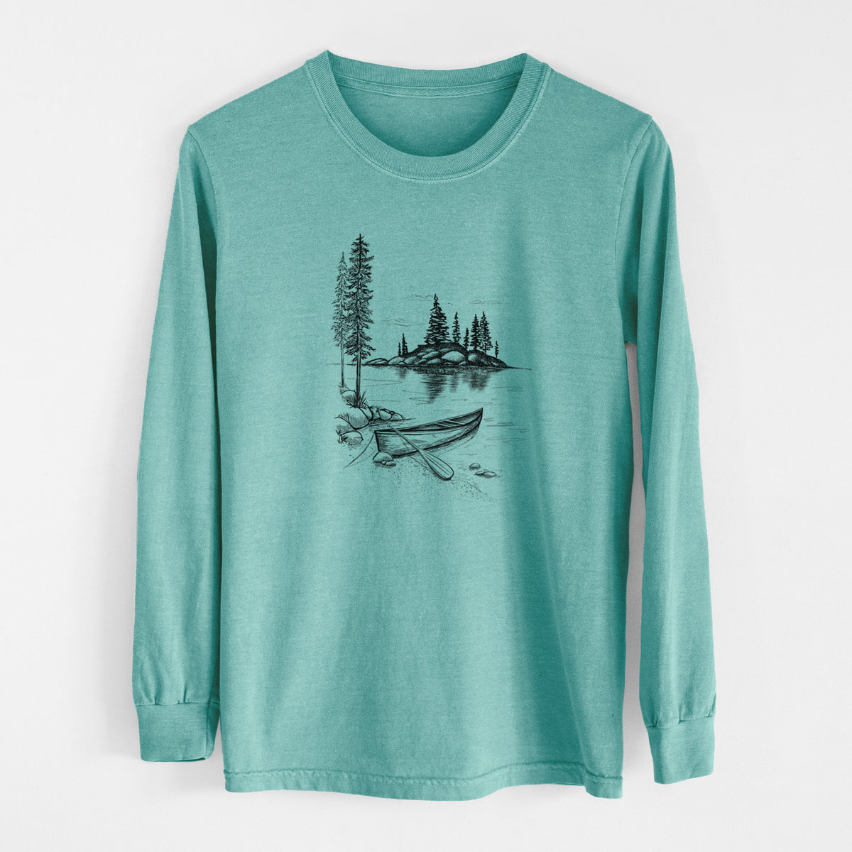 Lakeside Canoe - Men&#39;s Heavyweight 100% Cotton Long Sleeve