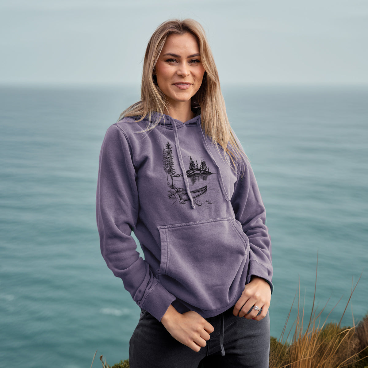 Lakeside Canoe - Unisex Pigment Dyed Hoodie