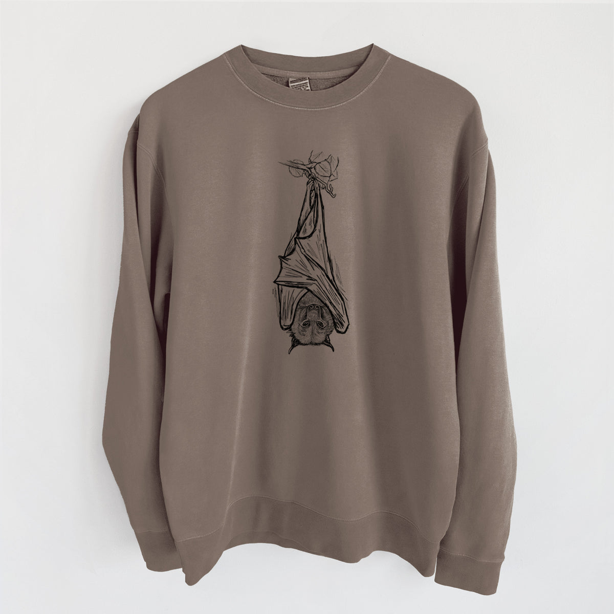 Pteropus vampyrus - Large Flying Fox - Unisex Pigment Dyed Crew Sweatshirt in Espresso Brown Color