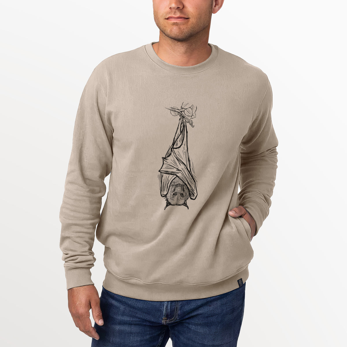 Pteropus vampyrus - Large Flying Fox  - Unisex Reclaimed Crewneck Sweatshirt