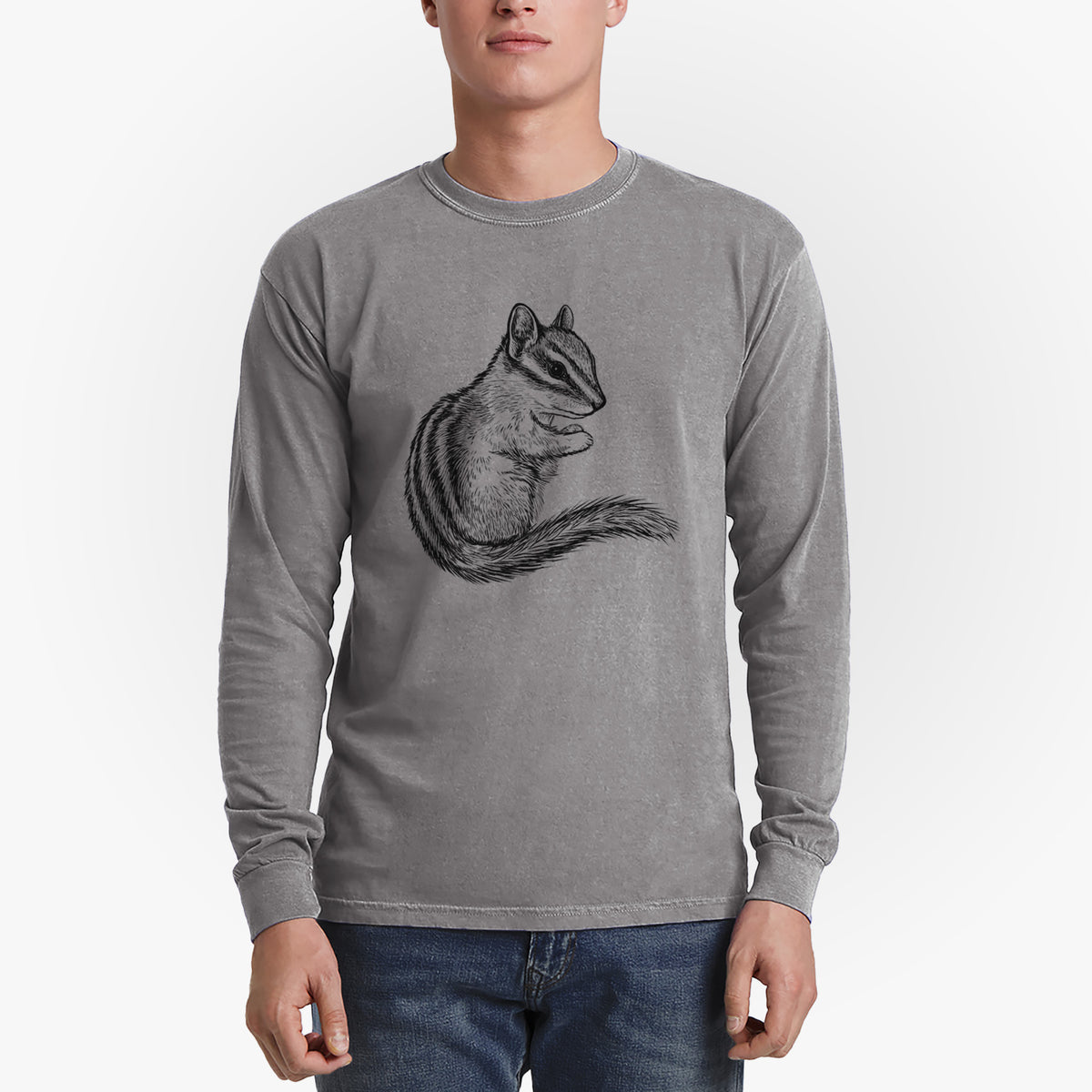 Chipmunk - Neotamias minimus - Men&#39;s Heavyweight 100% Cotton Long Sleeve