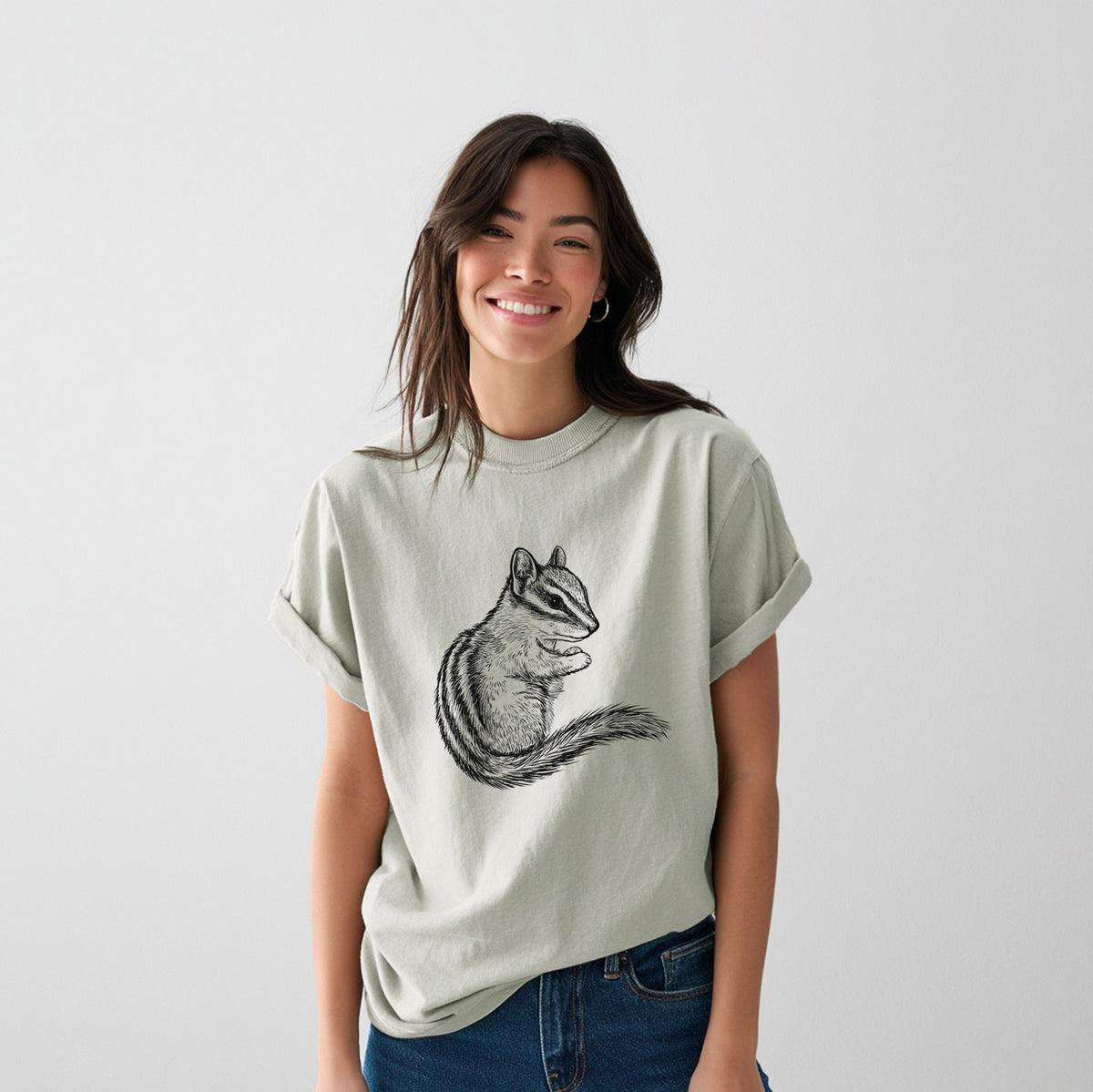 Chipmunk - Neotamias minimus - Heavyweight Men&#39;s 100% Organic Cotton Tee