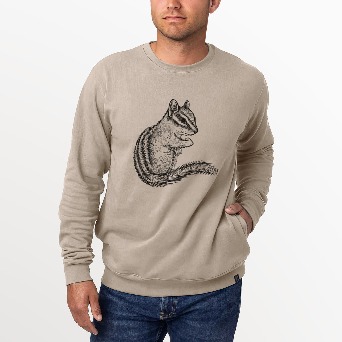 Chipmunk - Neotamias minimus  - Unisex Reclaimed Crewneck Sweatshirt