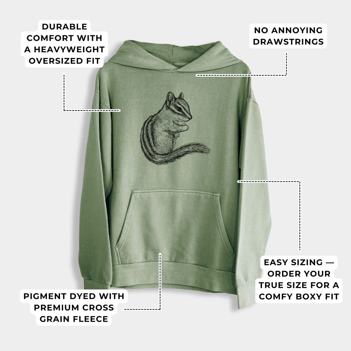 Chipmunk - Neotamias minimus  - Urban Heavyweight Hoodie