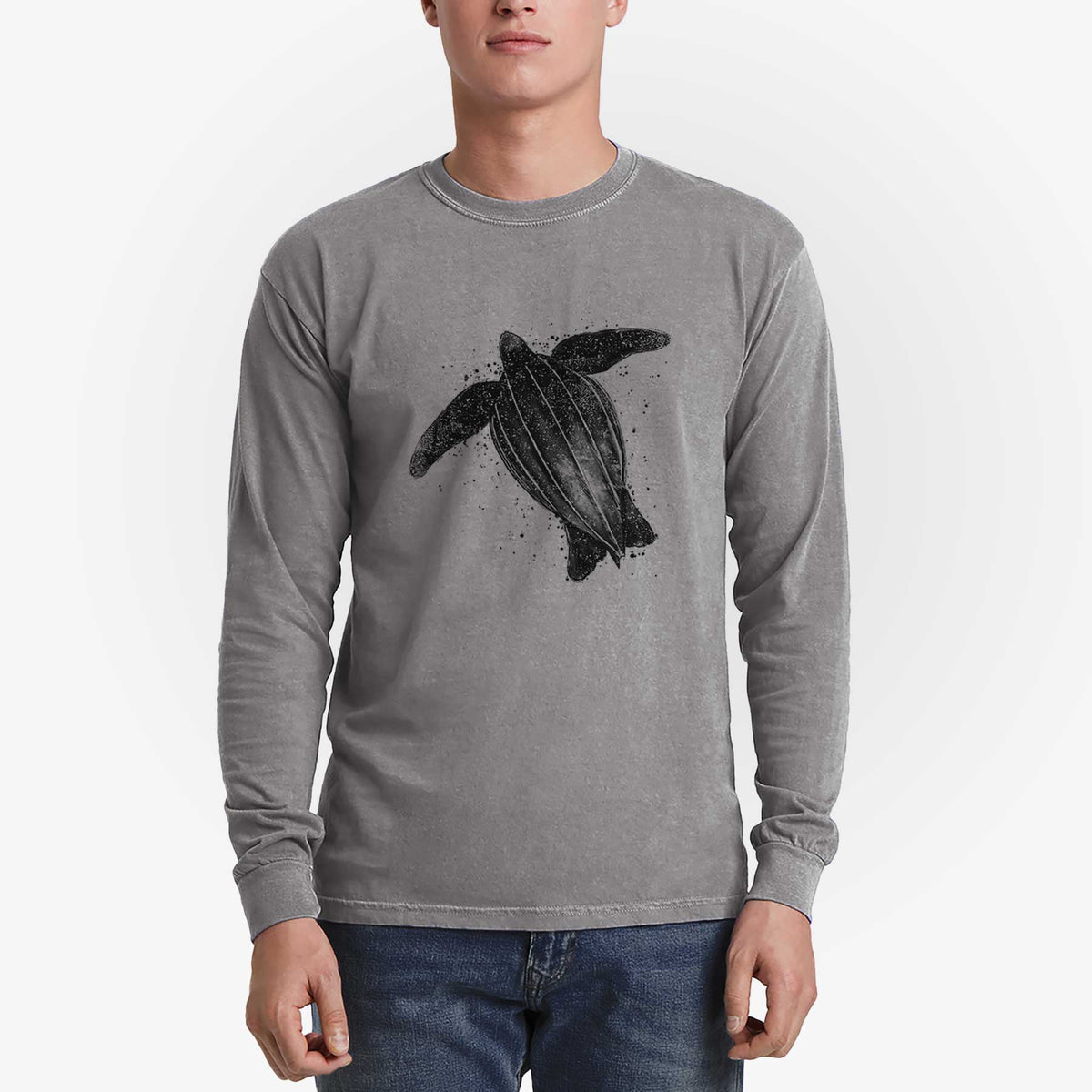 Leatherback - Dermochelys coriacea - Men&#39;s Heavyweight 100% Cotton Long Sleeve