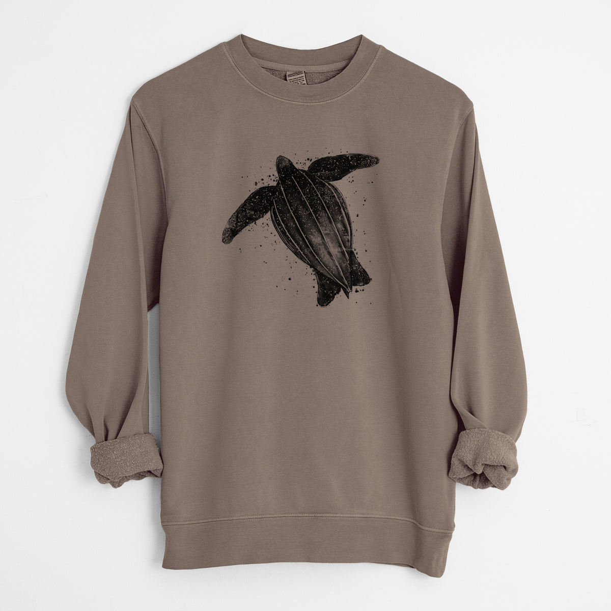 Leatherback - Dermochelys coriacea - Unisex Pigment Dyed Crew Sweatshirt in Espresso Brown Color