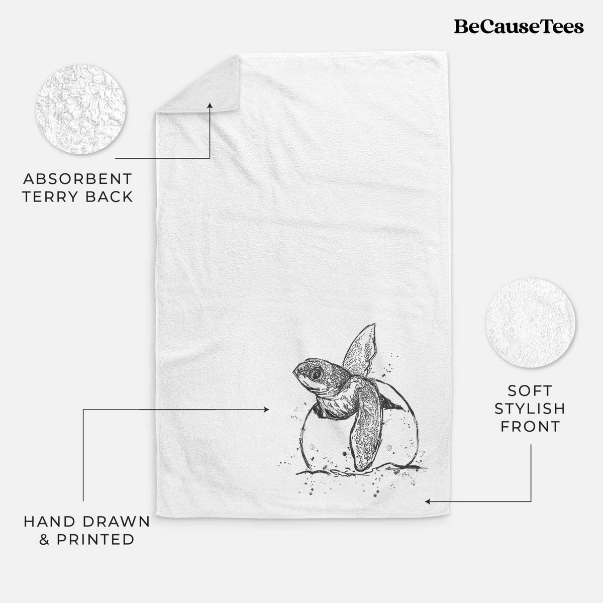 Leatherback Turtle Hatching Premium Decorative Hand Towel