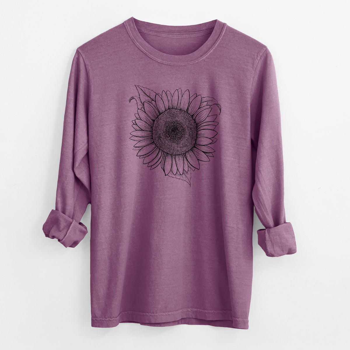 Lemon Queen Sunflower - Helianthus Annuus - Men&#39;s Heavyweight 100% Cotton Long Sleeve