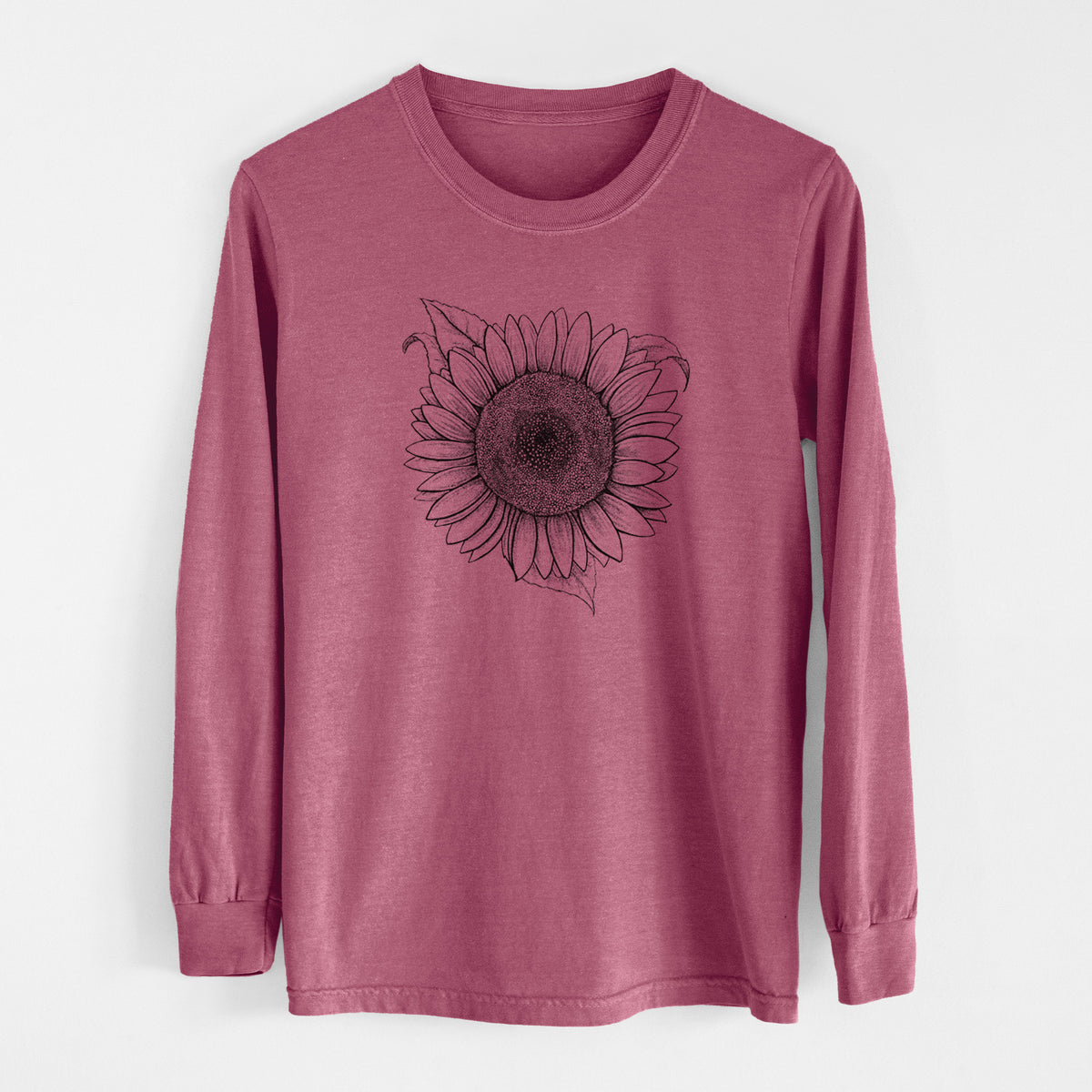 Lemon Queen Sunflower - Helianthus Annuus - Men&#39;s Heavyweight 100% Cotton Long Sleeve