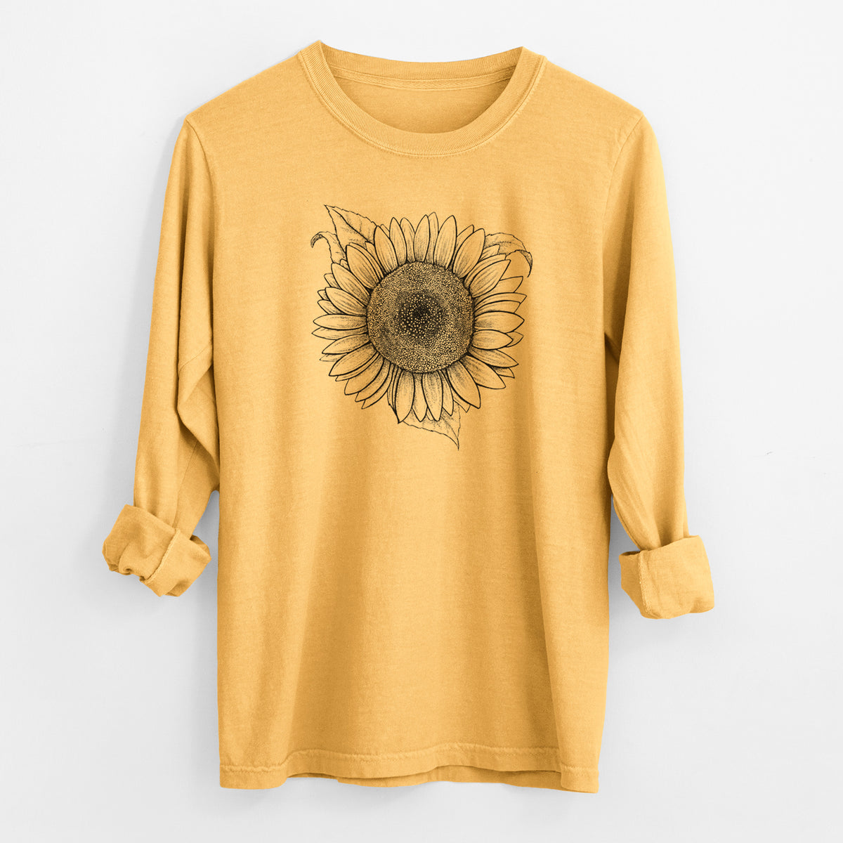 Lemon Queen Sunflower - Helianthus Annuus - Men&#39;s Heavyweight 100% Cotton Long Sleeve