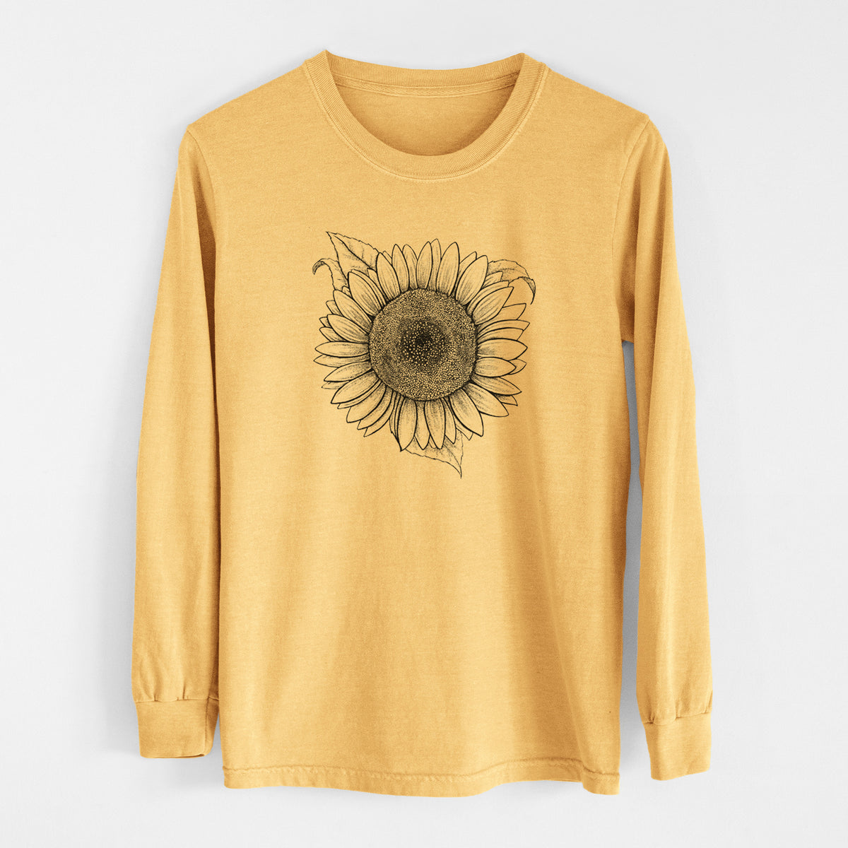 Lemon Queen Sunflower - Helianthus Annuus - Men&#39;s Heavyweight 100% Cotton Long Sleeve