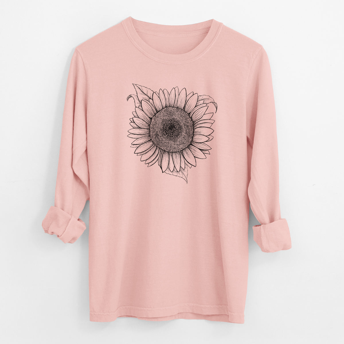 Lemon Queen Sunflower - Helianthus Annuus - Men&#39;s Heavyweight 100% Cotton Long Sleeve