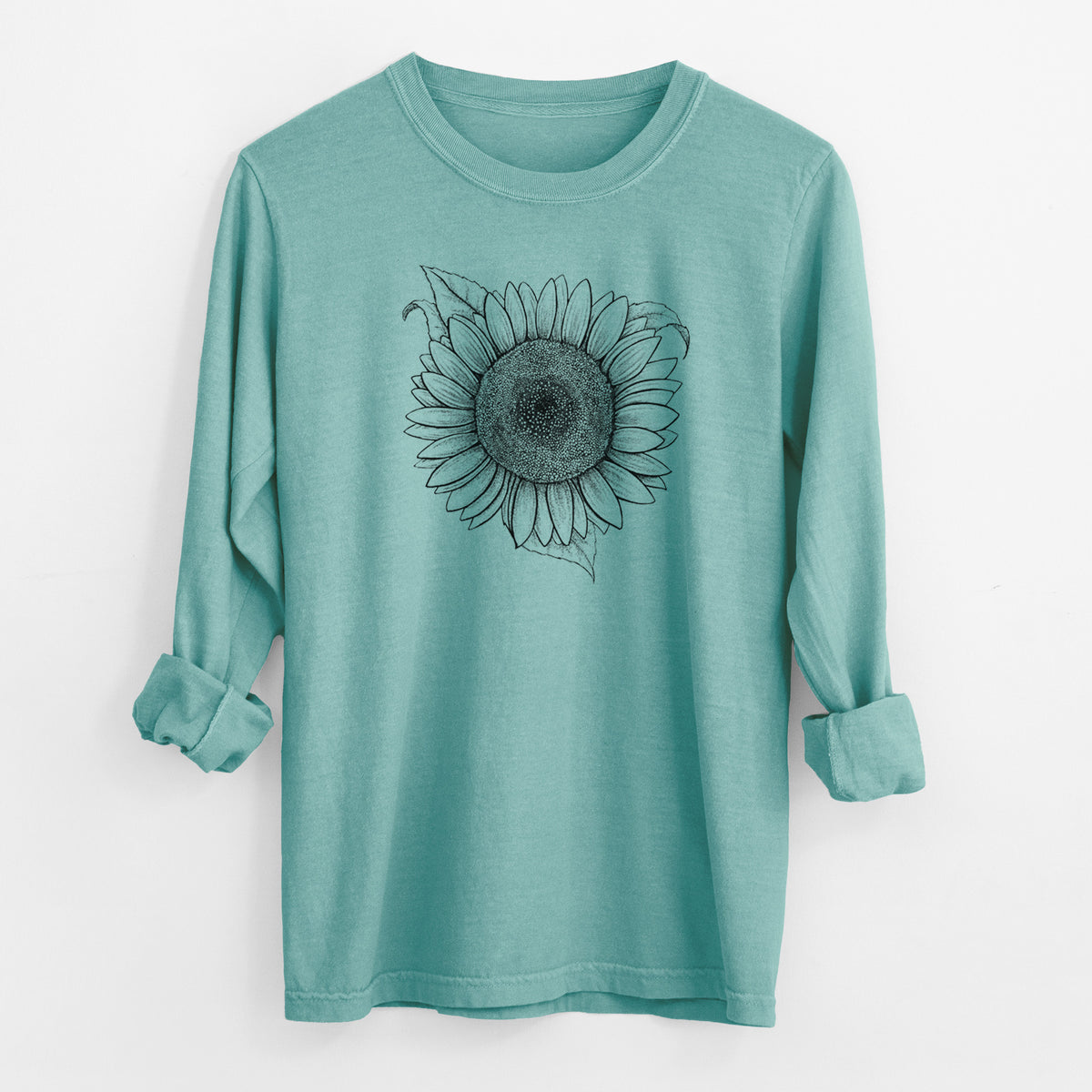 Lemon Queen Sunflower - Helianthus Annuus - Men&#39;s Heavyweight 100% Cotton Long Sleeve