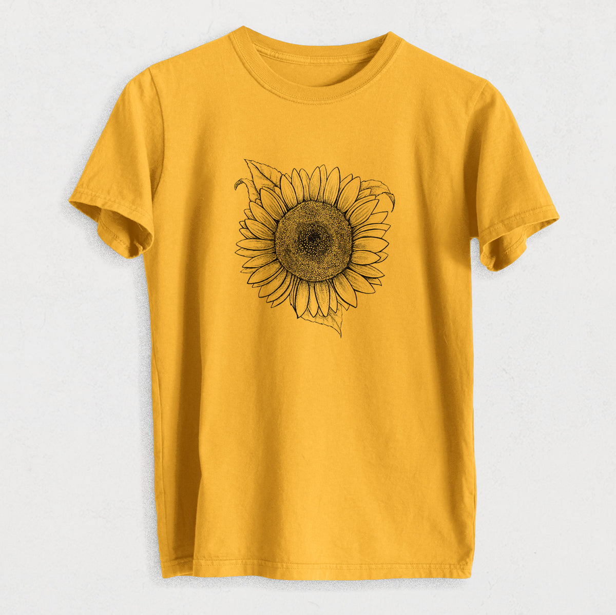 Lemon Queen Sunflower - Helianthus Annuus - Heavyweight Men&#39;s 100% Organic Cotton Tee