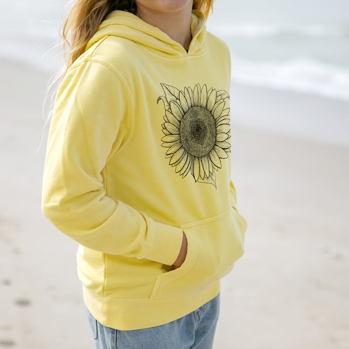 Lemon Queen Sunflower - Helianthus Annuus - Youth Pigment Dyed Hoodie