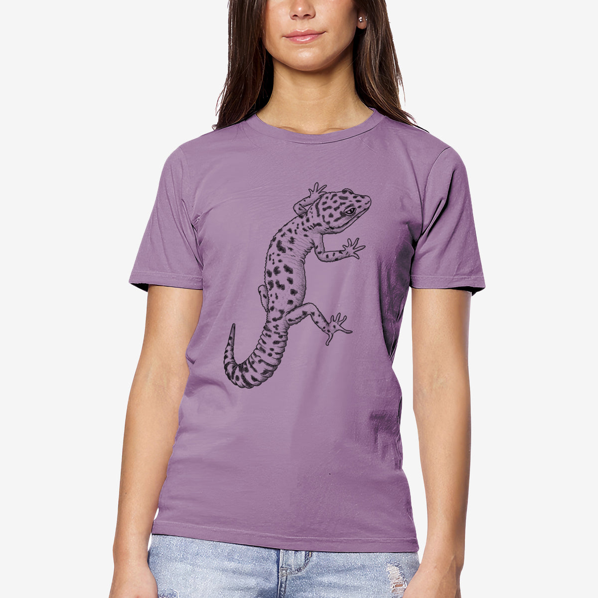 CLOSEOUT - Eublepharis macularius - Leopard Gecko - Unisex Crewneck - Made in USA - 100% Organic Cotton