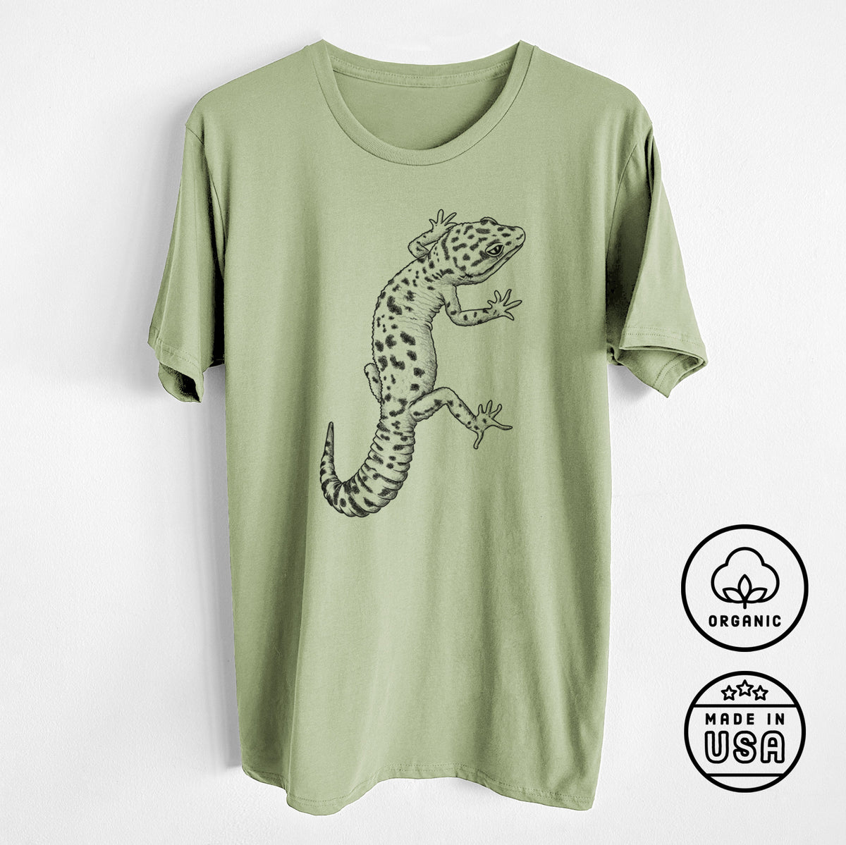 CLOSEOUT - Eublepharis macularius - Leopard Gecko - Unisex Crewneck - Made in USA - 100% Organic Cotton