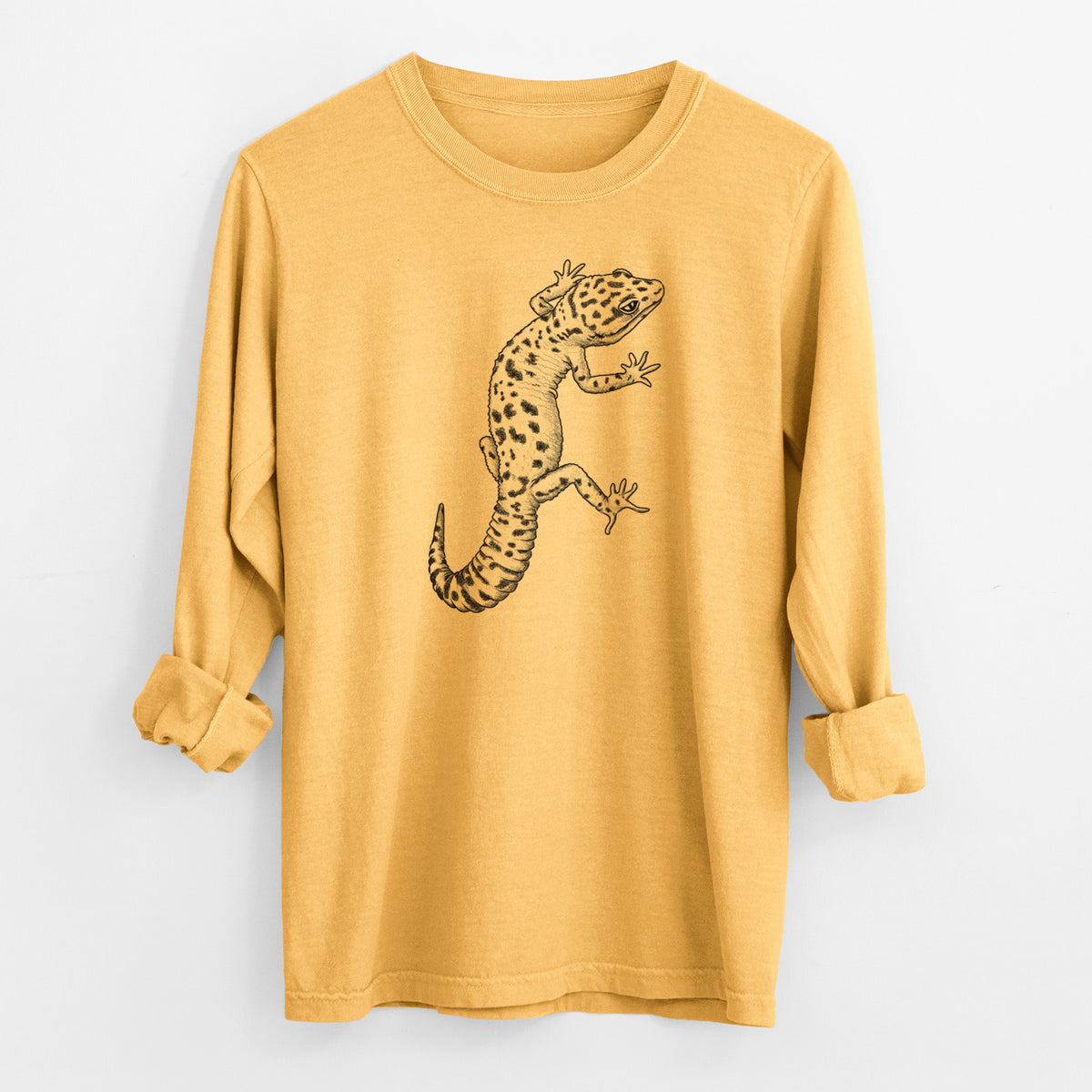 Eublepharis macularius - Leopard Gecko - Men&#39;s Heavyweight 100% Cotton Long Sleeve