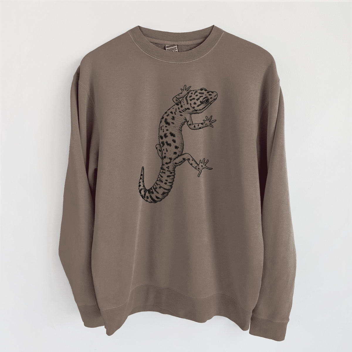Eublepharis macularius - Leopard Gecko - Unisex Pigment Dyed Crew Sweatshirt in Espresso Brown Color