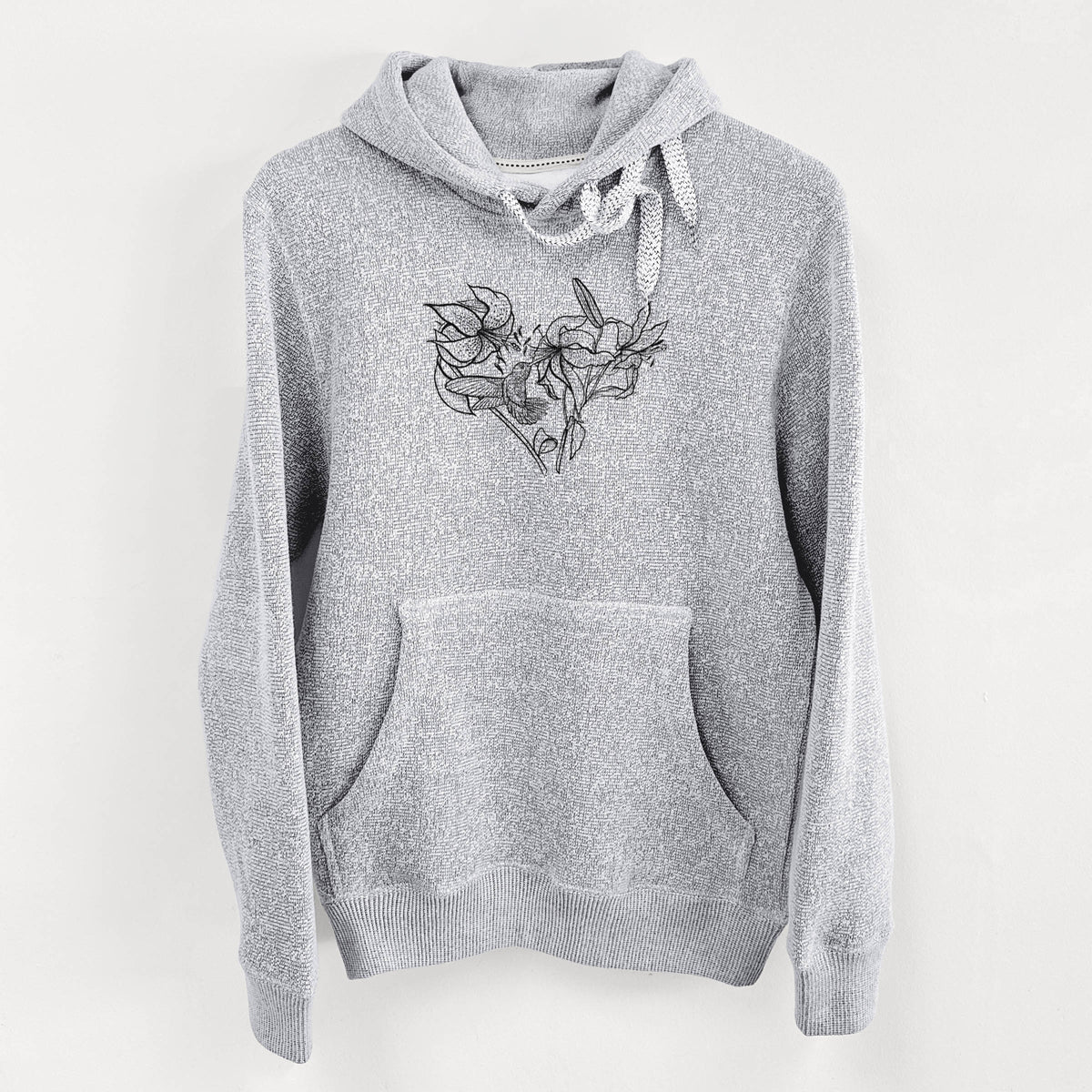 Hummingbird with Lillies Heart - Knit Hoodie