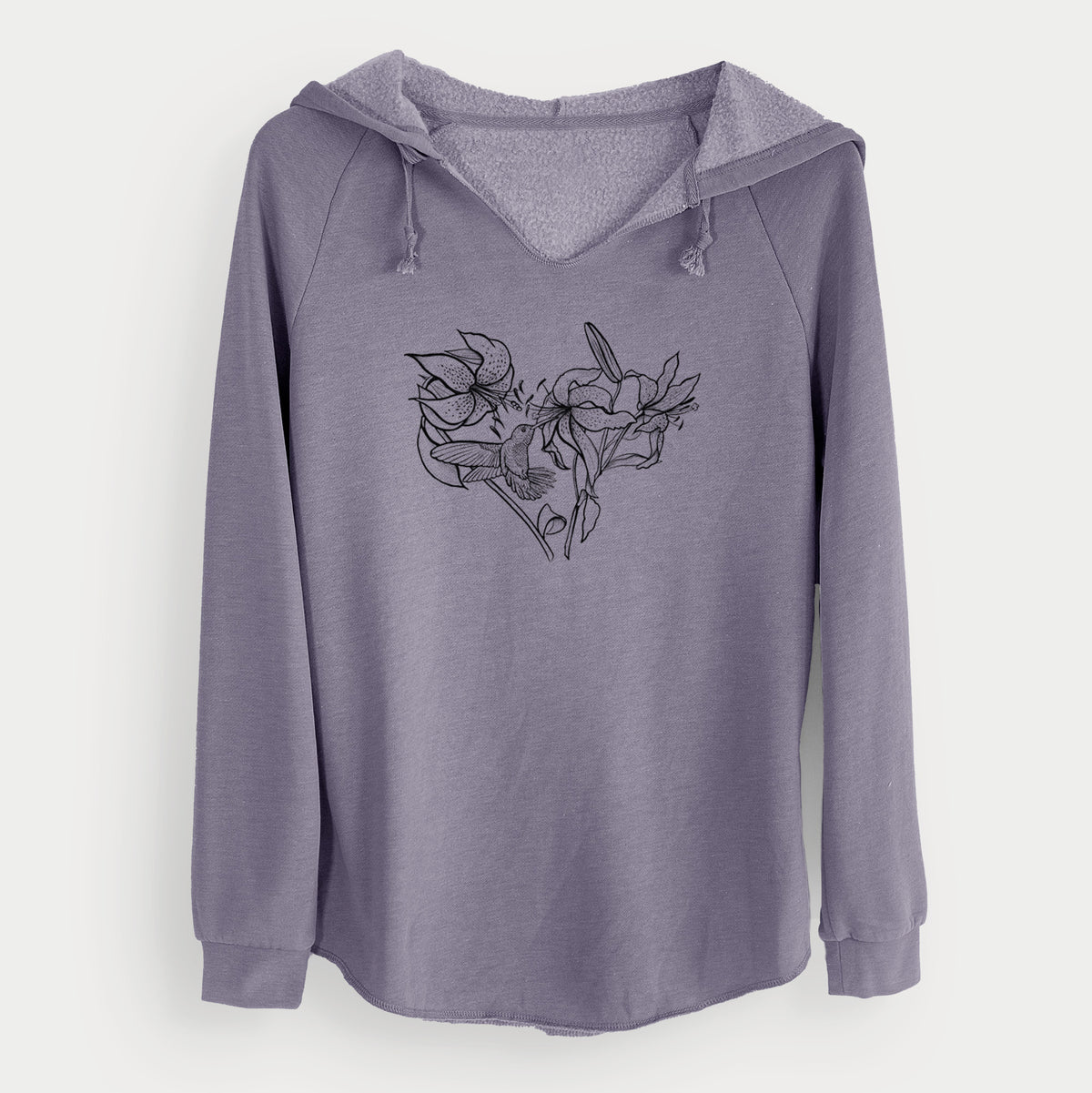 Hummingbird with Lillies Heart - Cali Wave Hooded Sweatshirt